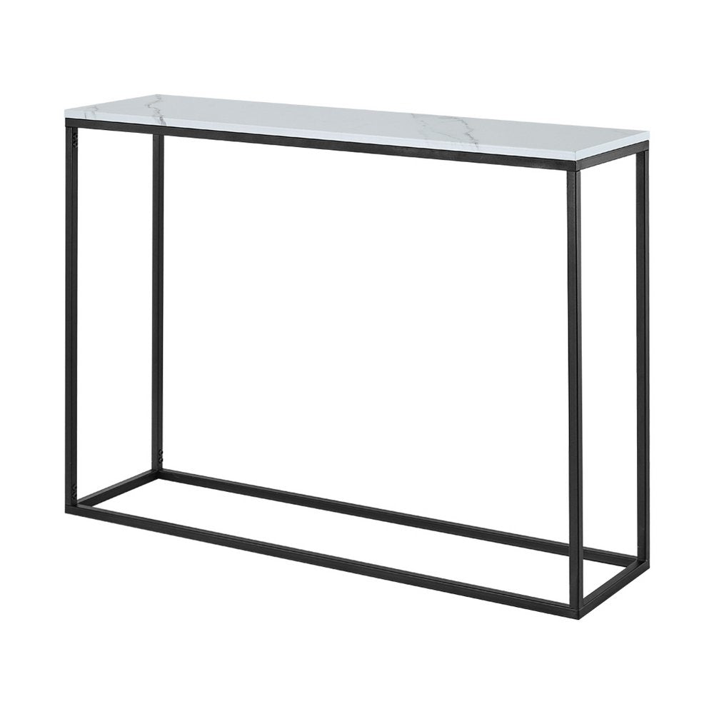 S0671266992 - Lucia White Marble Effect Console Table with Black Frame - Coa Living