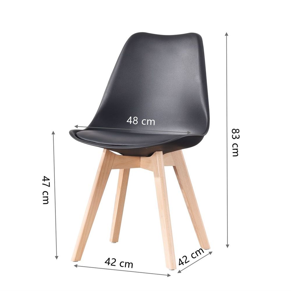 S0671293654 - Bjerg Set of 4 Scandi Style Dining Chairs with Beech Wood Legs in Black - Coa Living