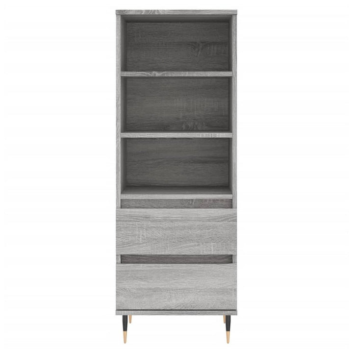 S0671359179 - Grigio Grey Wood Grain Highboard Tall Sideboard Bookshelf with Drawers - Coa Living