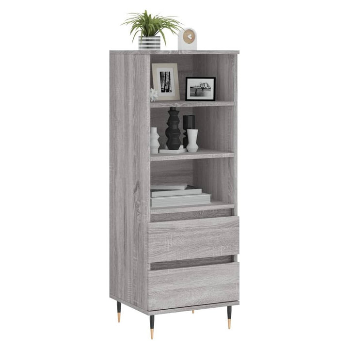 S0671359179 - Grigio Grey Wood Grain Highboard Tall Sideboard Bookshelf with Drawers - Coa Living