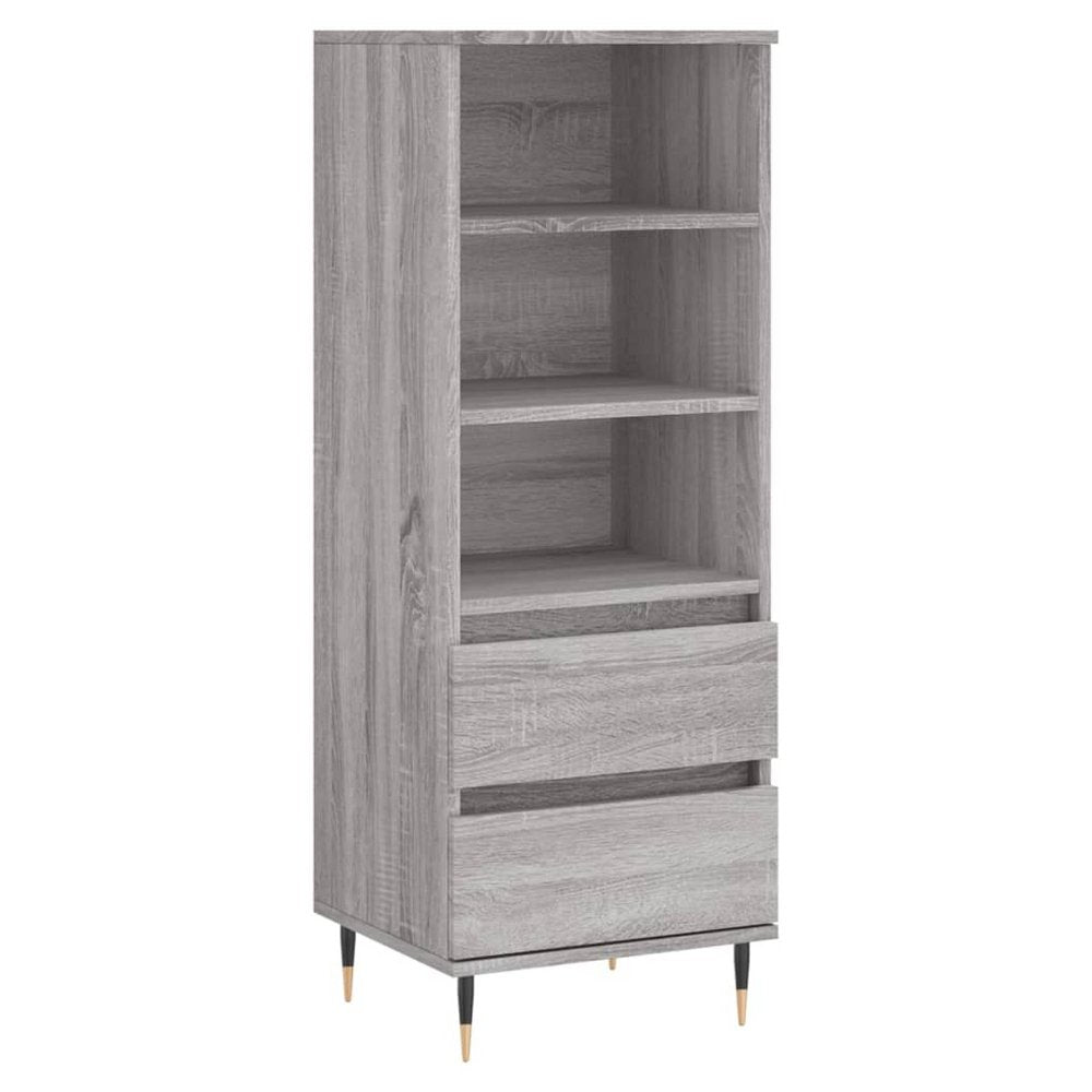 S0671359179 - Grigio Grey Wood Grain Highboard Tall Sideboard Bookshelf with Drawers - Coa Living