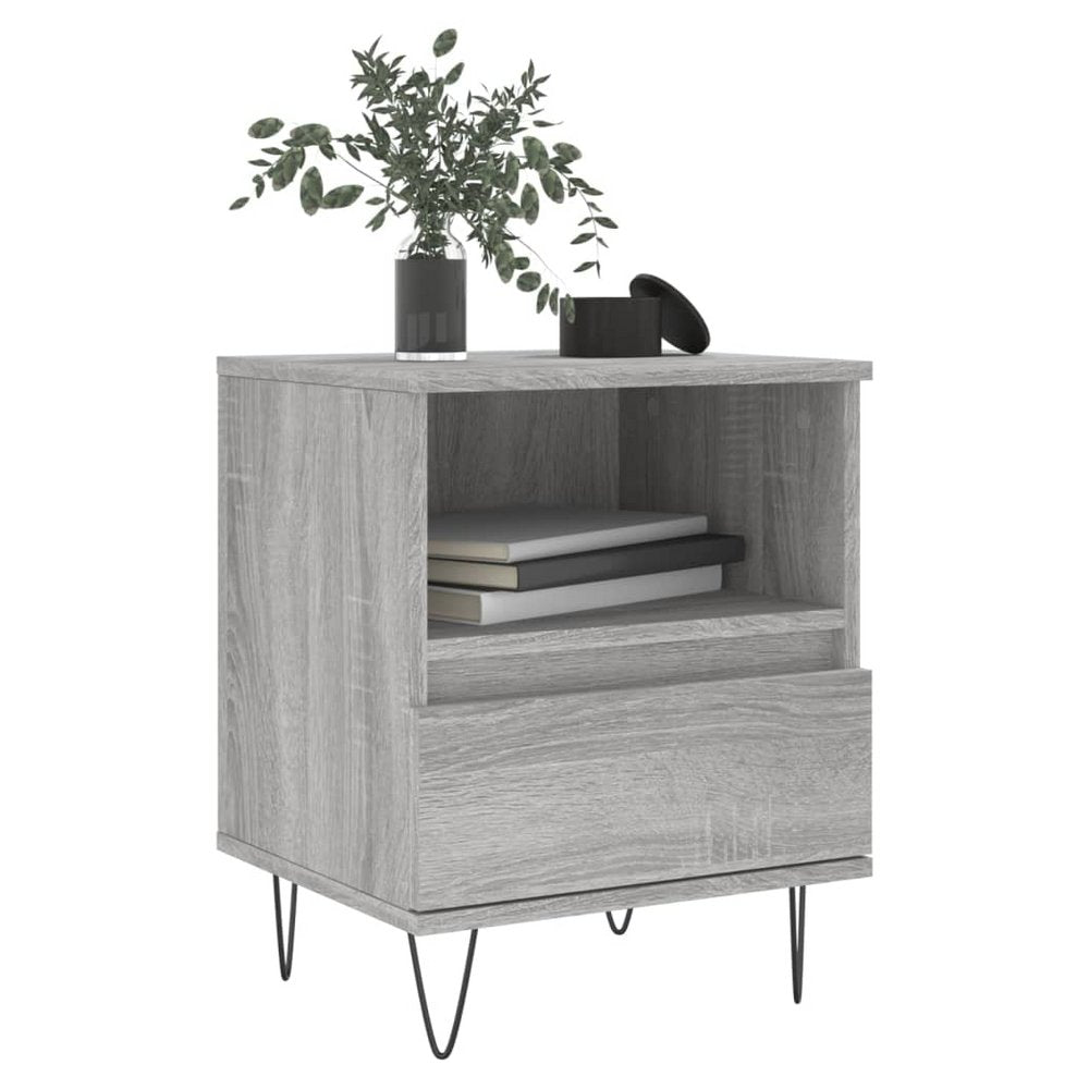 S0671359188 - Grigio Grey Wood Grain Bedside Cabinet with Drawer - Coa Living