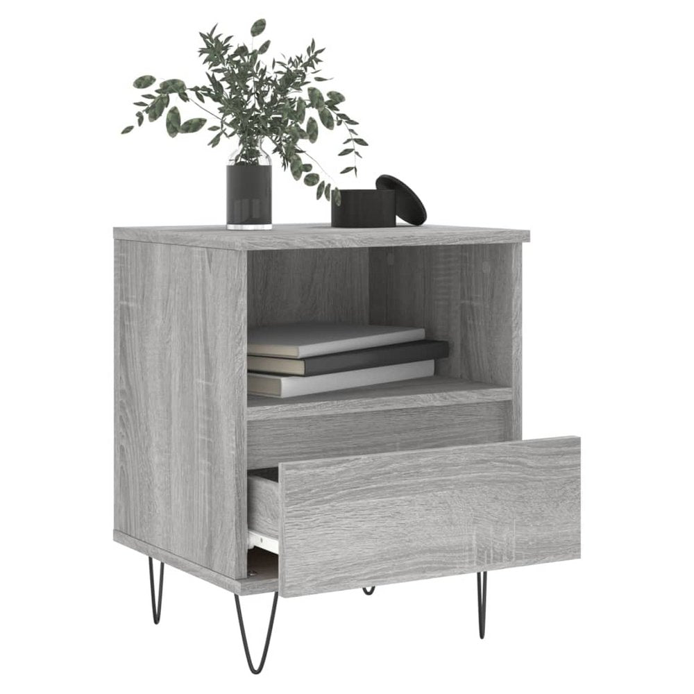 S0671359188 - Grigio Grey Wood Grain Bedside Cabinet with Drawer - Coa Living