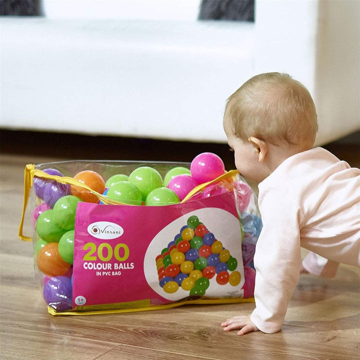 S069596899 - 200 Soft Plastic Play Pit Balls Non Toxic & BPA Free with Bag - Coa Living