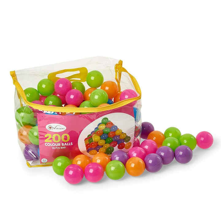 S069596899 - 200 Soft Plastic Play Pit Balls Non Toxic & BPA Free with Bag - Coa Living