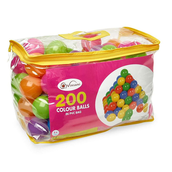 S069596899 - 200 Soft Plastic Play Pit Balls Non Toxic & BPA Free with Bag - Coa Living