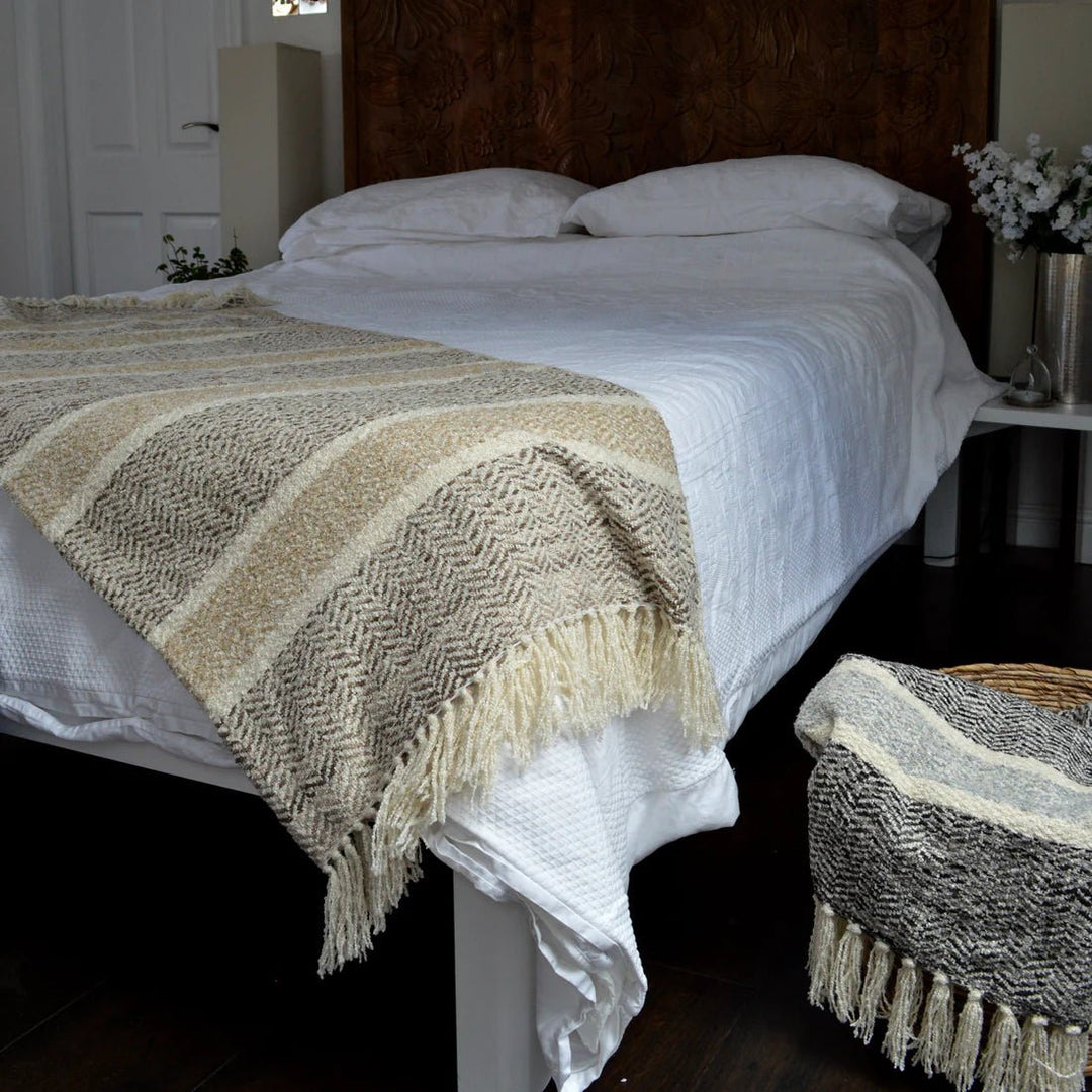 SAVANNAHTHROWSMALLGREY - Savannah Chenille Herringbone Throw - Coa Living