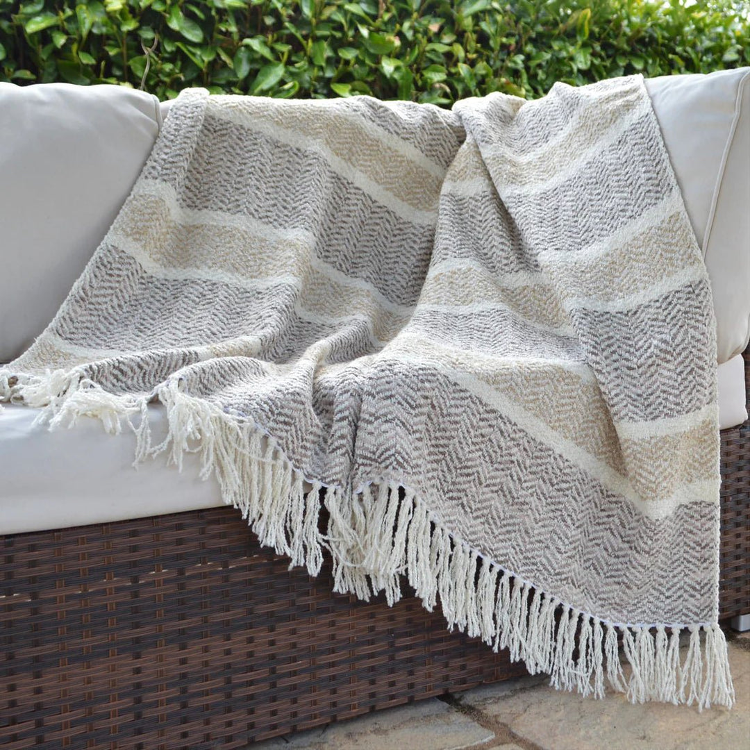 SAVANNAHTHROWSMALLGREY - Savannah Chenille Herringbone Throw - Coa Living