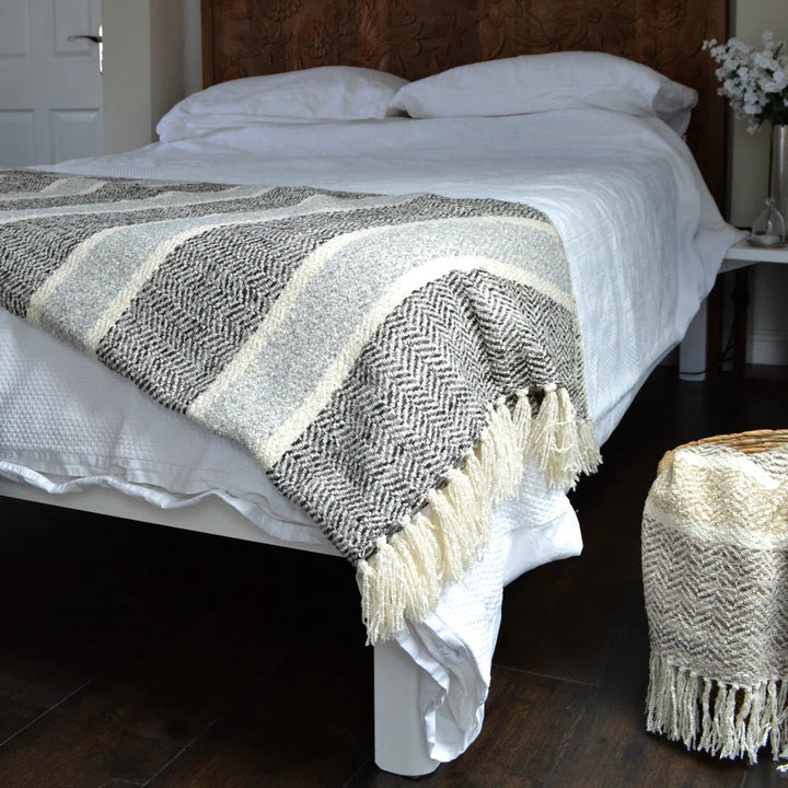 SAVANNAHTHROWSMALLGREY - Savannah Chenille Herringbone Throw - Coa Living