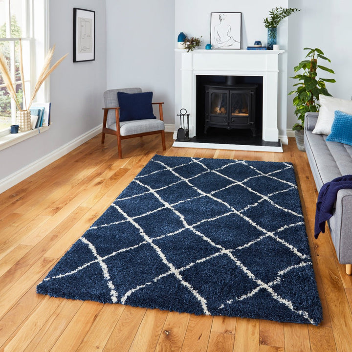 SCBG257NVYCRM1217 - Scandi Berber G257 Shaggy Rug - Coa Living