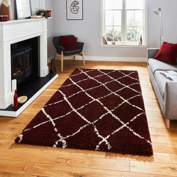 SCBG257REDCRM1217 - Scandi Berber G257 Shaggy Rug - Coa Living