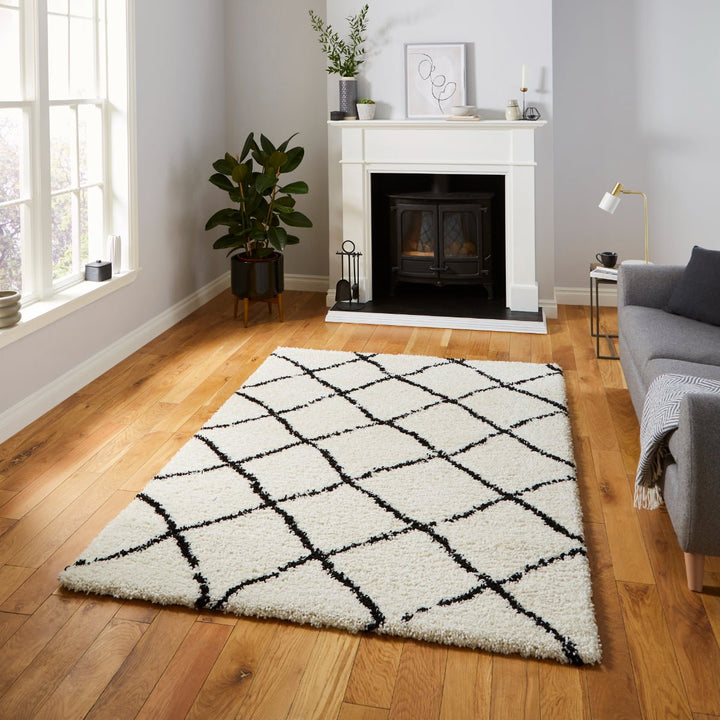 SCBG257WHTBLK1217 - Scandi Berber G257 Shaggy Rug - Coa Living