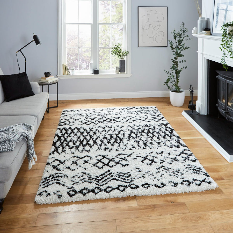 SCBG271WHTBLK1217 - Scandi Berber G271 Shaggy Rug - Coa Living