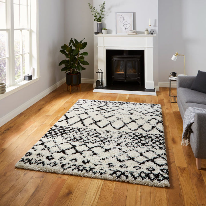 SCBG272WHTBLK1217 - Scandi Berber G272 Shaggy Rug - Coa Living