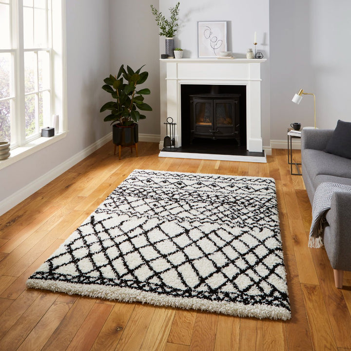 SCBG274WHTBLK1217 - Scandi Berber G274 Shaggy Rug - Coa Living