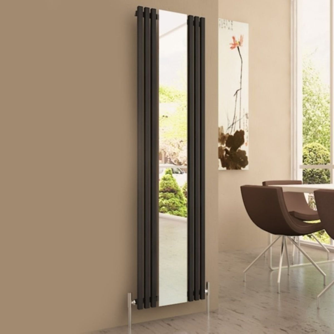 TAM 0550180008 TXB - Carisa Tallis Aluminium Central Heating Mirror Radiator in Textured Black - Coa Living