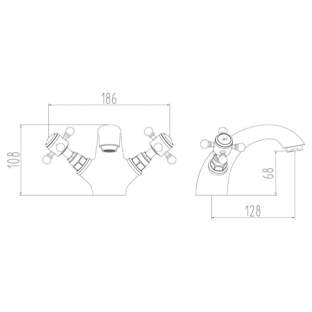 TAP191 - Harrogate Mono Basin Mixer Tap with Push Waste in Chrome - Coa Living