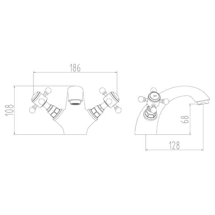 TAP191 - Harrogate Mono Basin Mixer Tap with Push Waste in Chrome - Coa Living