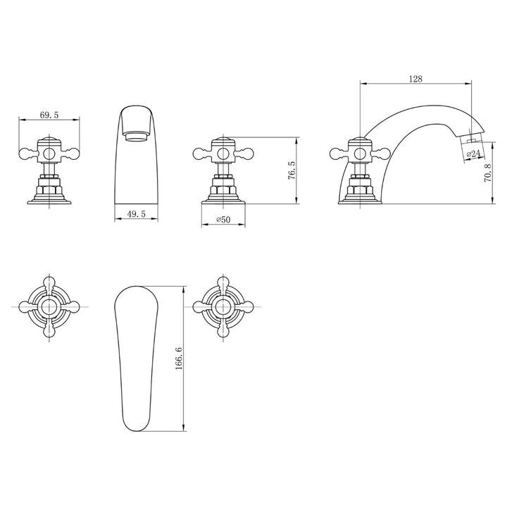 TAP198 - Harrogate 3 Hole Basin Mixer Tap in Chrome - Coa Living