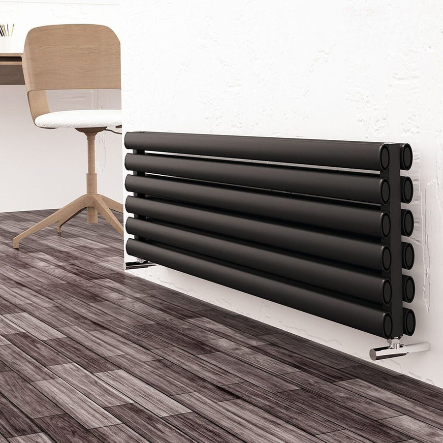 TXD 1800035006 TXB - Carisa Tallis Double XL Aluminium Central Heating Radiator in Textured Black - Coa Living