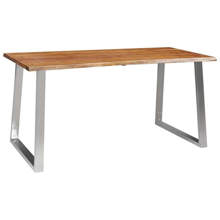 V0671186181 - Alicia Solid Acacia Wood and Stainless Steel Dining Table in 3 Sizes - Coa Living