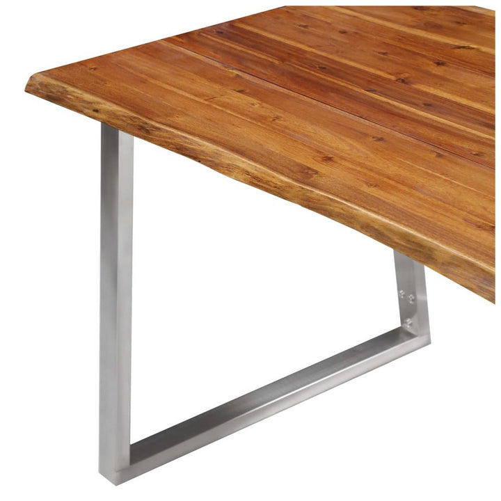 V0671186181 - Alicia Solid Acacia Wood and Stainless Steel Dining Table in 3 Sizes - Coa Living