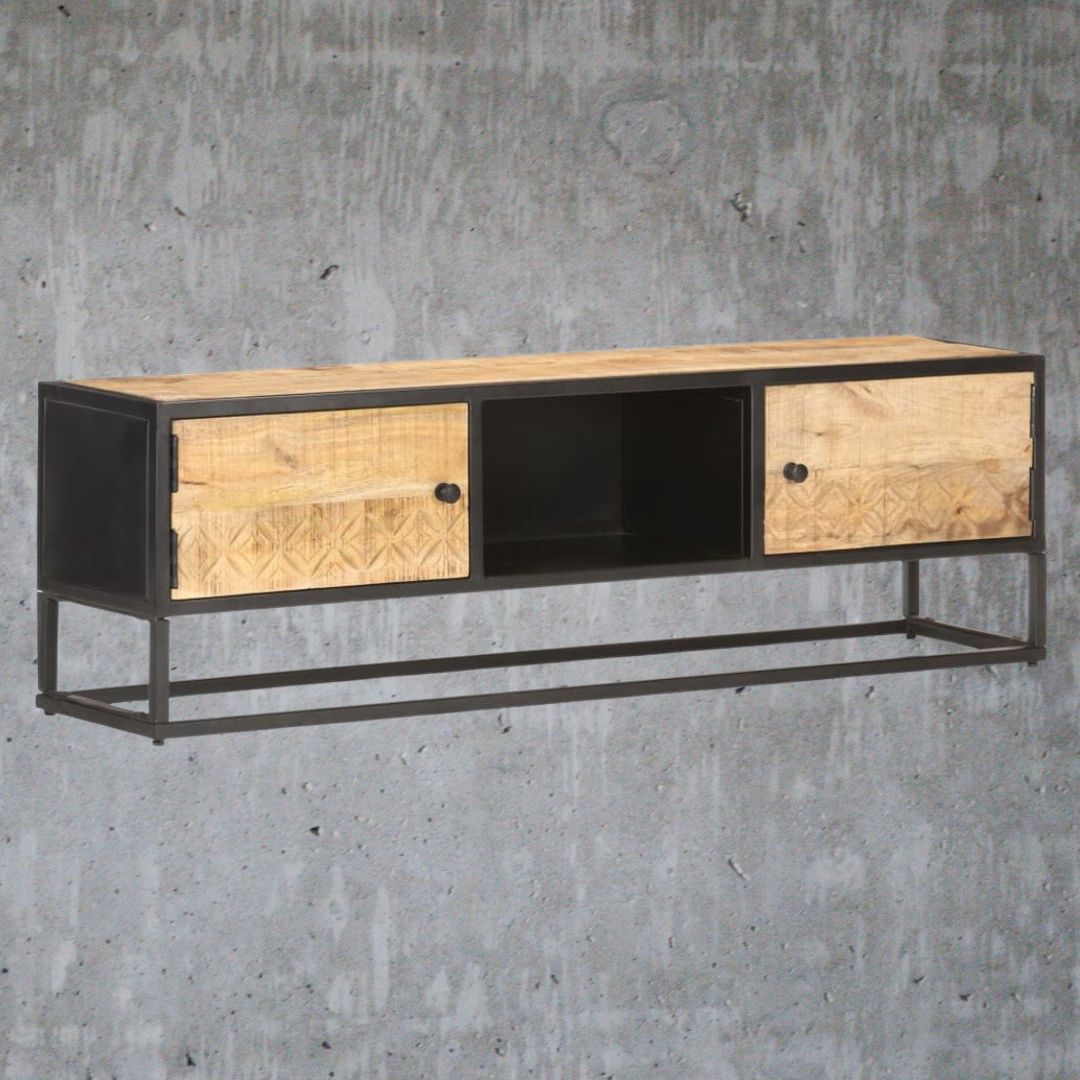 V0671187748 - Legno Industrial Style Mango Wood Lowboard TV Cabinet 2 Sizes - Coa Living