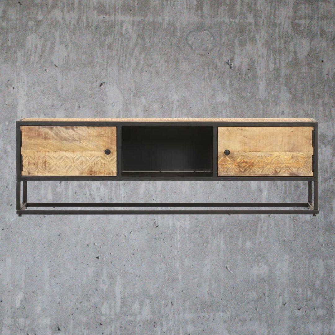 V0671187748 - Legno Industrial Style Mango Wood Lowboard TV Cabinet 2 Sizes - Coa Living