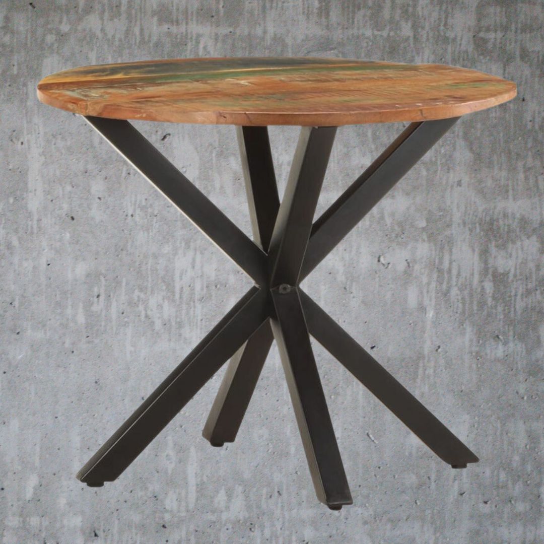 V0671189313 - Legno Industrial Style Wood and Metal Round Coffee Table 68 cm - Coa Living