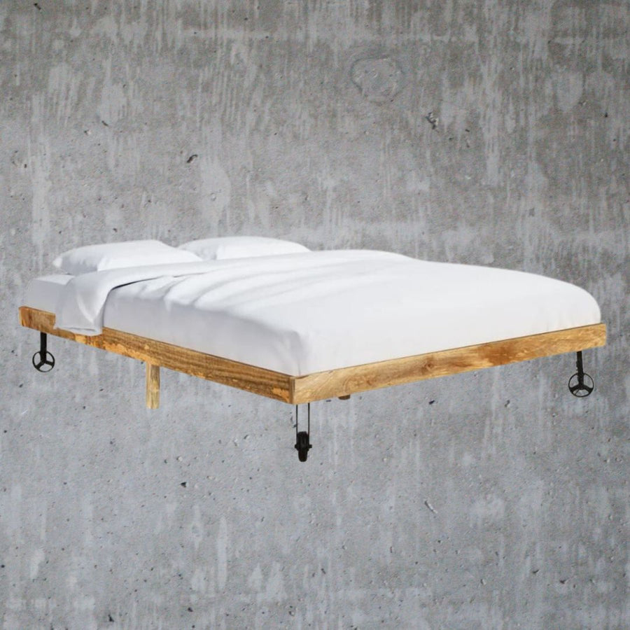 V0671199025 - Legno Industrial Style Mango Wood Bed Frame in 5 Sizes - Coa Living