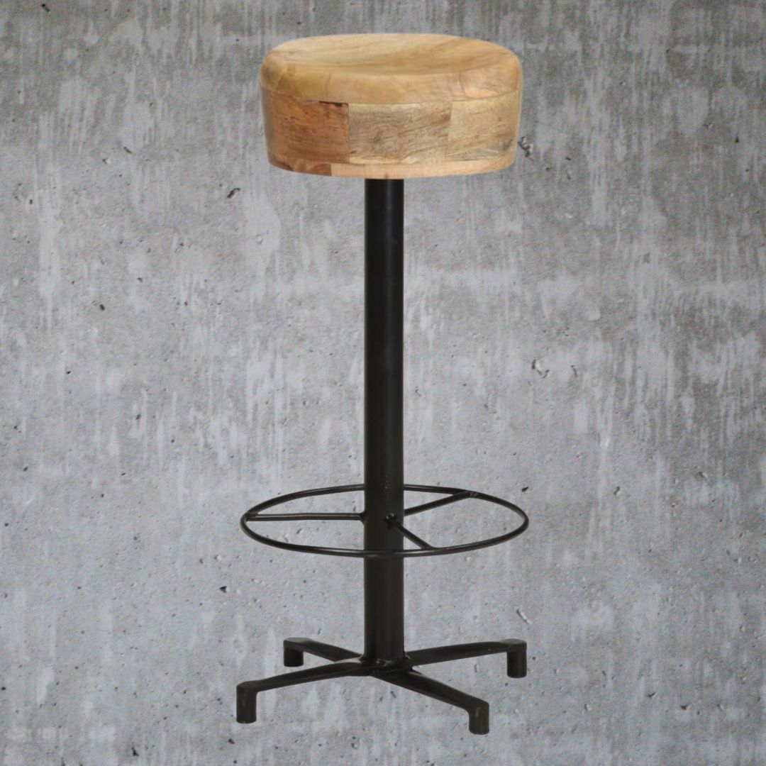 V069823231 - Legno Industrial Style Mango Wood Set of 2 Bar Stools 3 Sizes - Coa Living